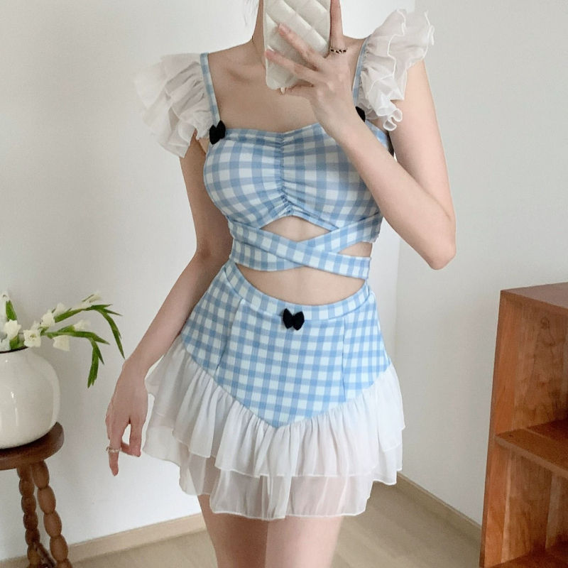 Women Fashion Outfits - Ladies Slimming Halter Bathing Suit Cute