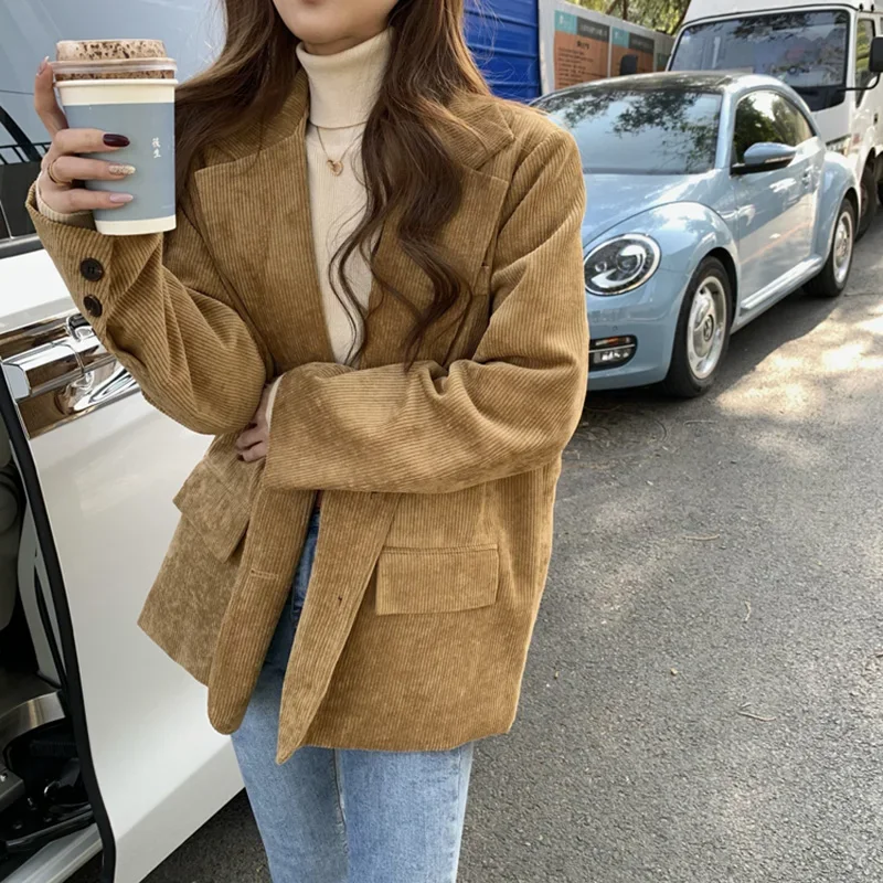 Blazer Women Oversized - New Corduroy Thick Loose Oversized Blazers