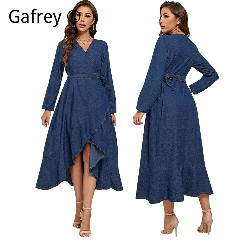 Women Fashion Jeans - Plus Size Women Denim Dress Long