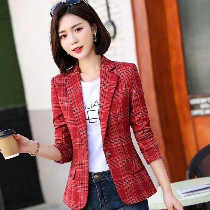 Blazer Women Oversized - Temperament Plaid Suit Jacket Woman New
