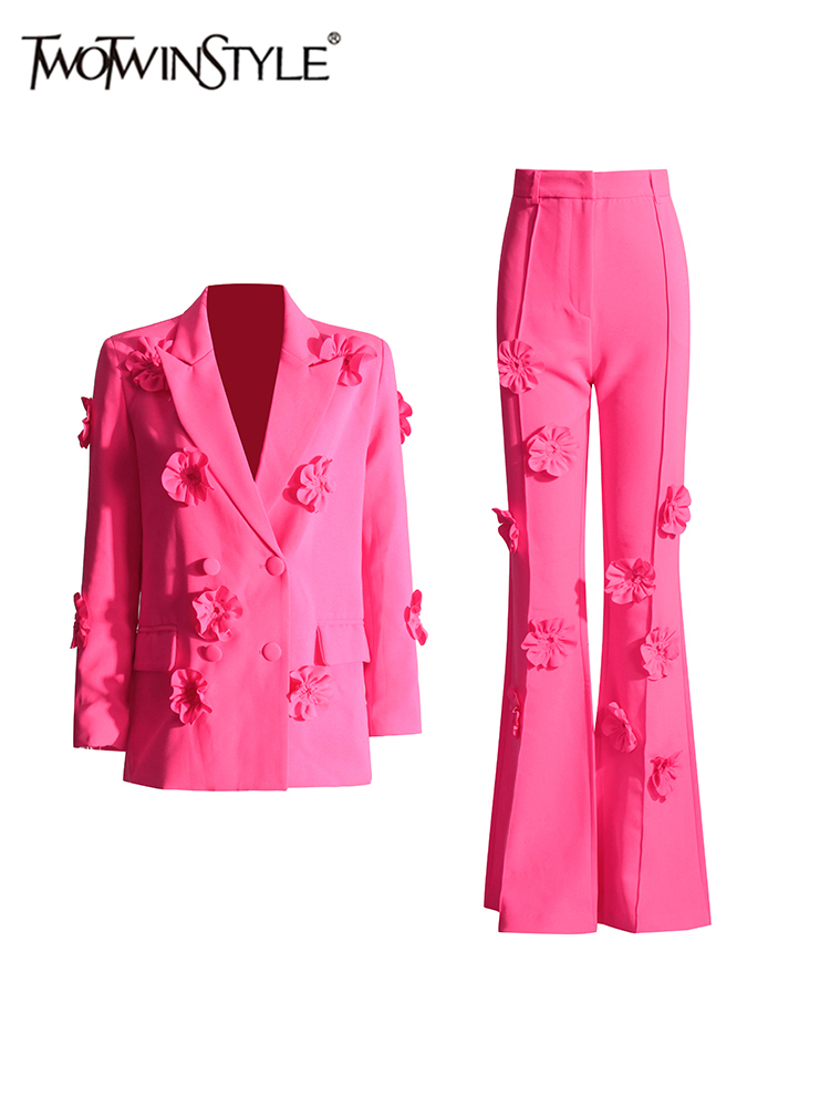 Blazer Women Oversized - TWOTWINSTYLE Spliced Appliques Elegant Set For