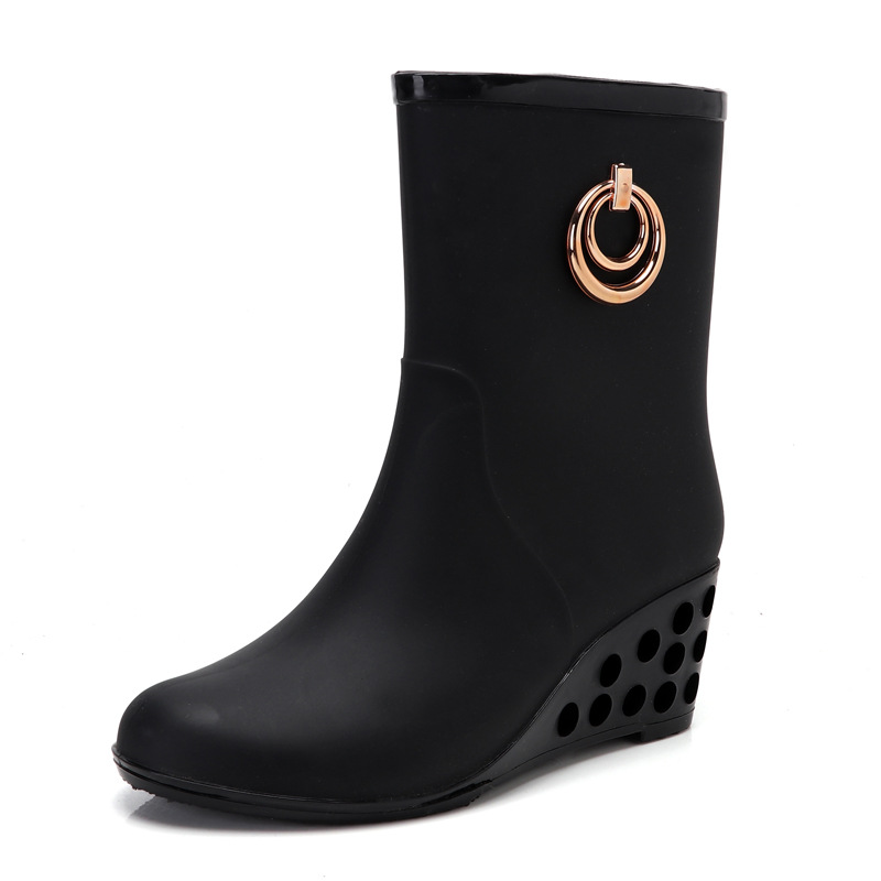 Women'S Fashion Gumboots - Fashion Wedge Heel Rain Boots Women