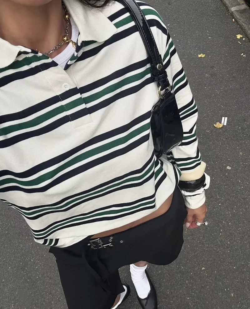 Women's Striped Relaxed Rugby  - Women'S Fashion Rugby Top review and price