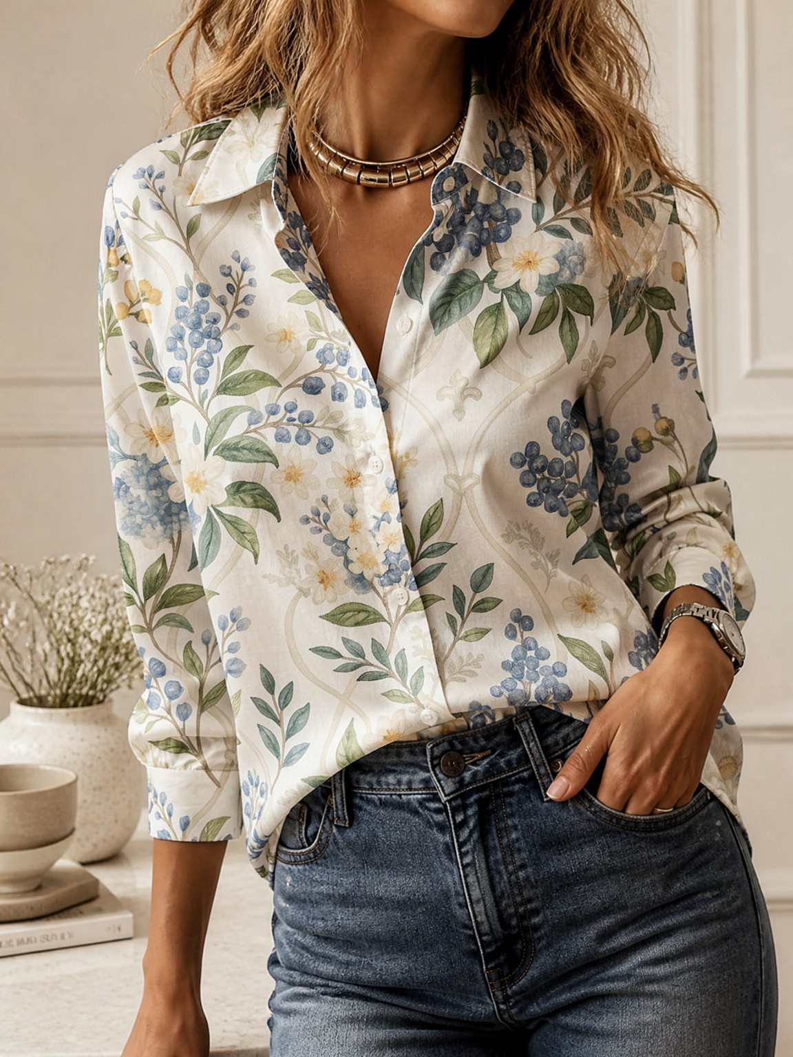 Casual All-match Collared Blou - Women Fashion Outfits review and price