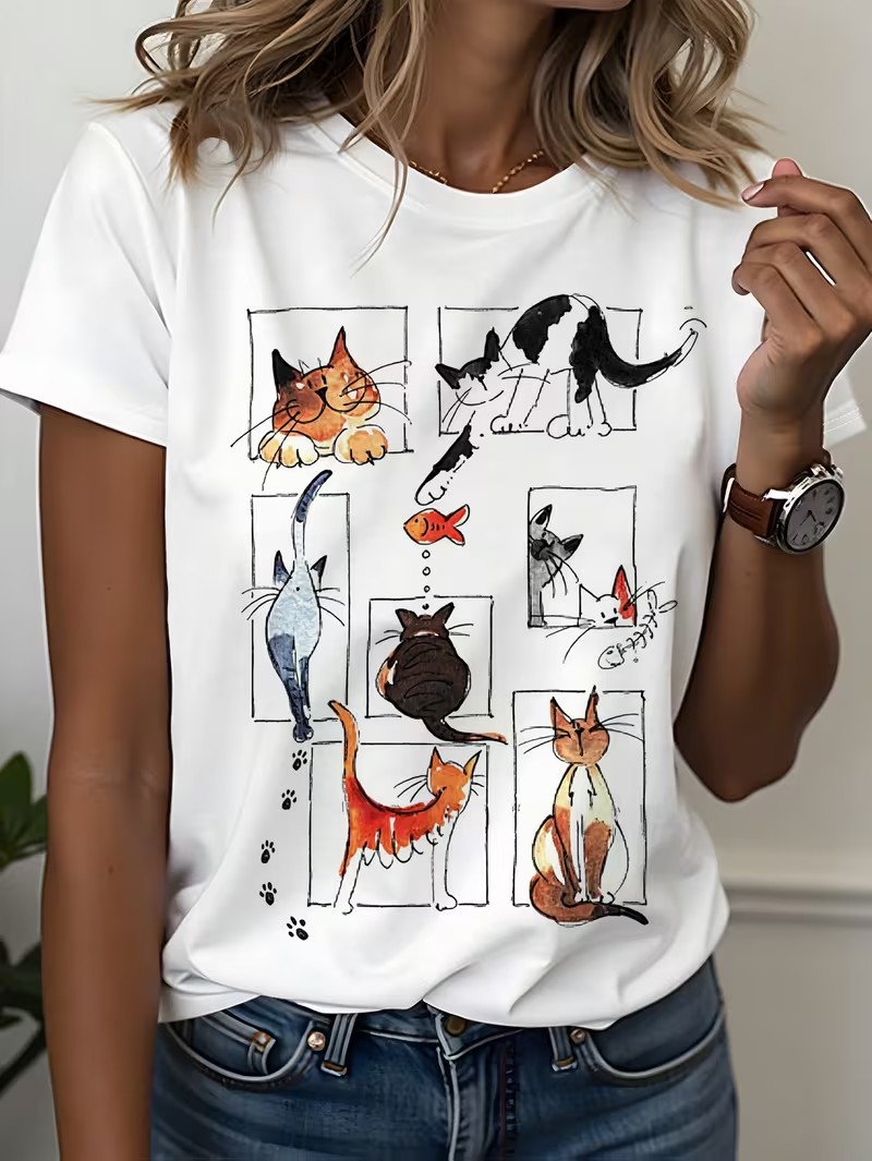 Women's 90s Casual T Shirt Gra - Women Fashion Pose review and price