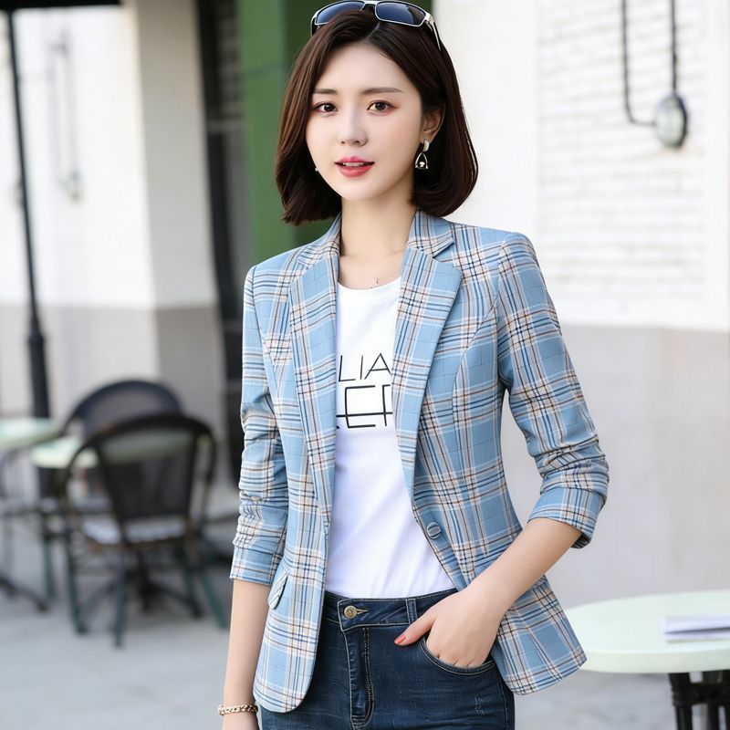 Temperament Plaid Suit Jacket  - Blazer Women Oversized review and price