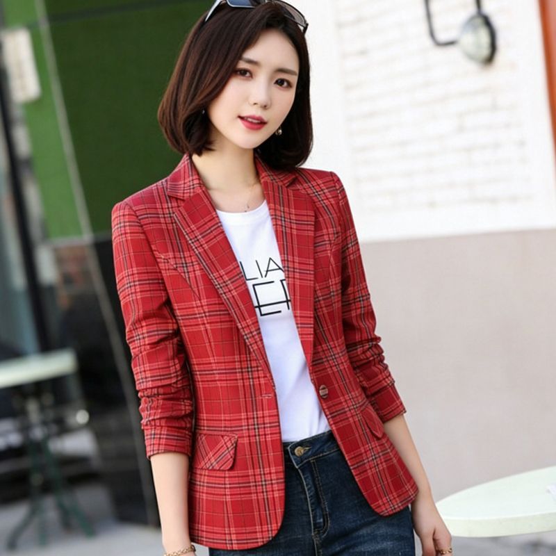Temperament Plaid Suit Jacket  - Blazer Women Oversized review and price