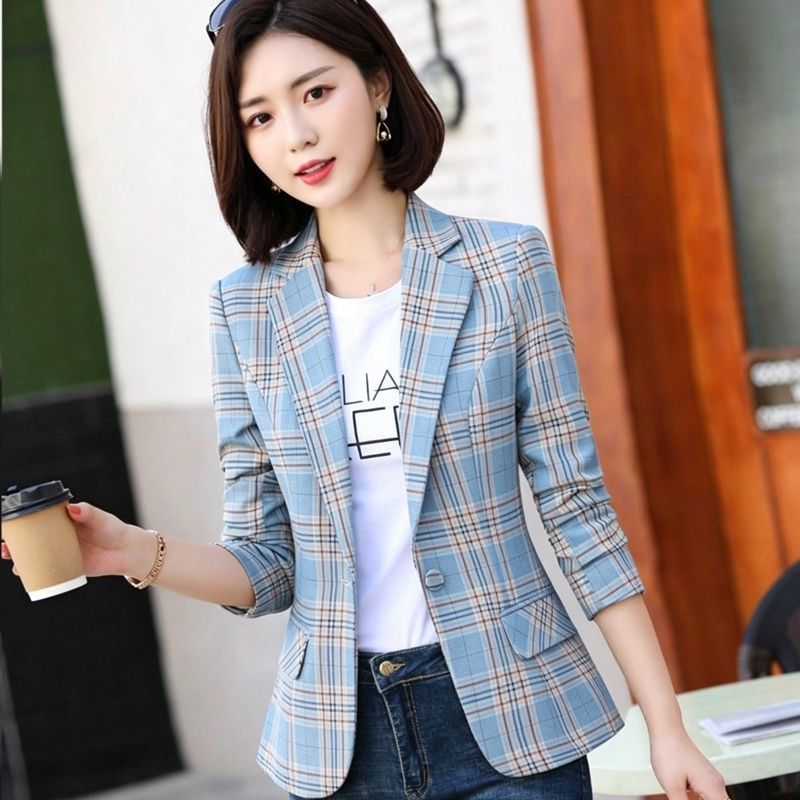 Temperament Plaid Suit Jacket  - Blazer Women Oversized review and price