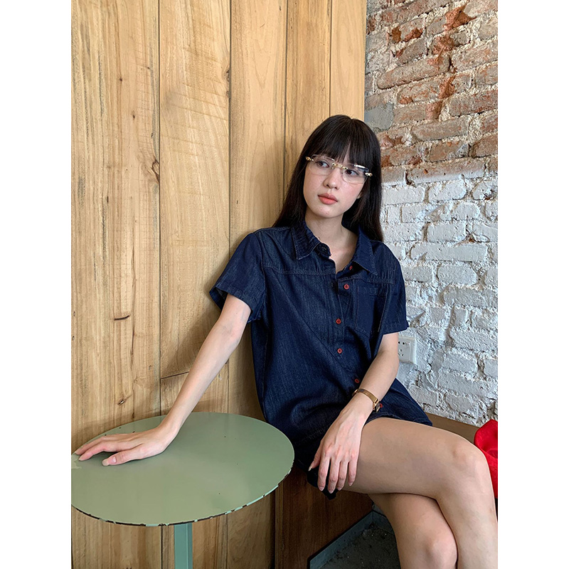 Benuynffy Retro Short Sleeved  - Women Fashion Jeans review and price
