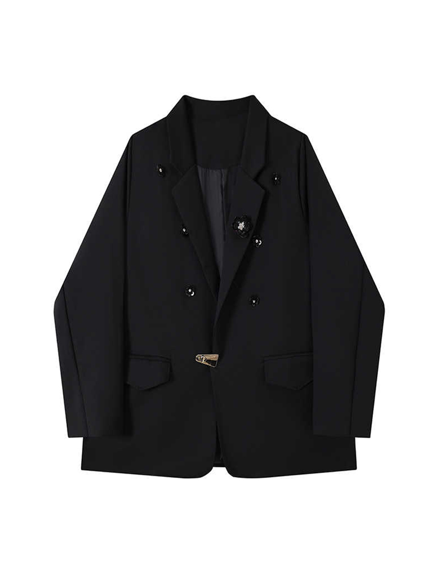 Women Black Gothic 3D Floral B - Blazer Women Oversized review and price