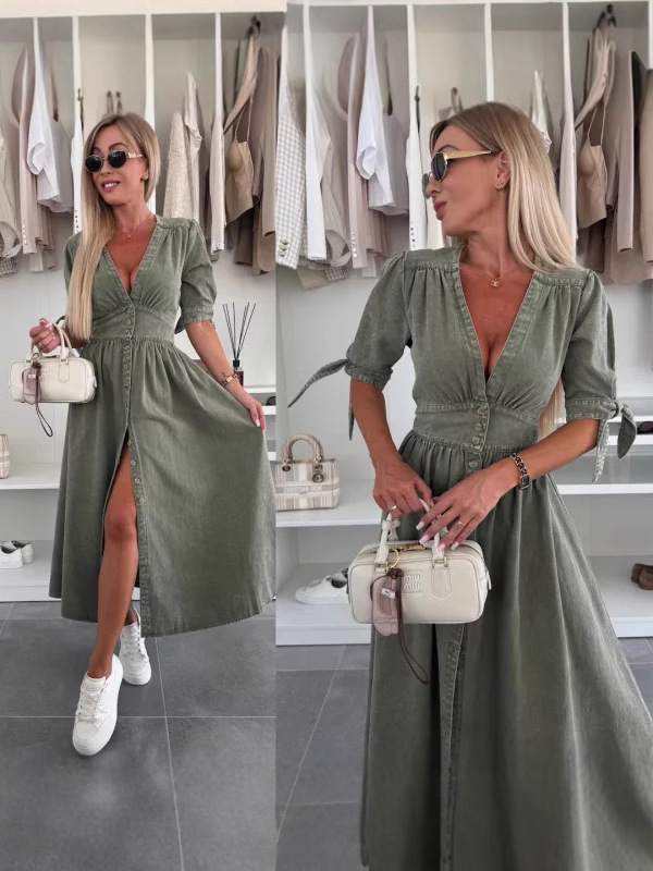 Fashionable Denim Dress V-Neck - Women Fashion Jeans review and price