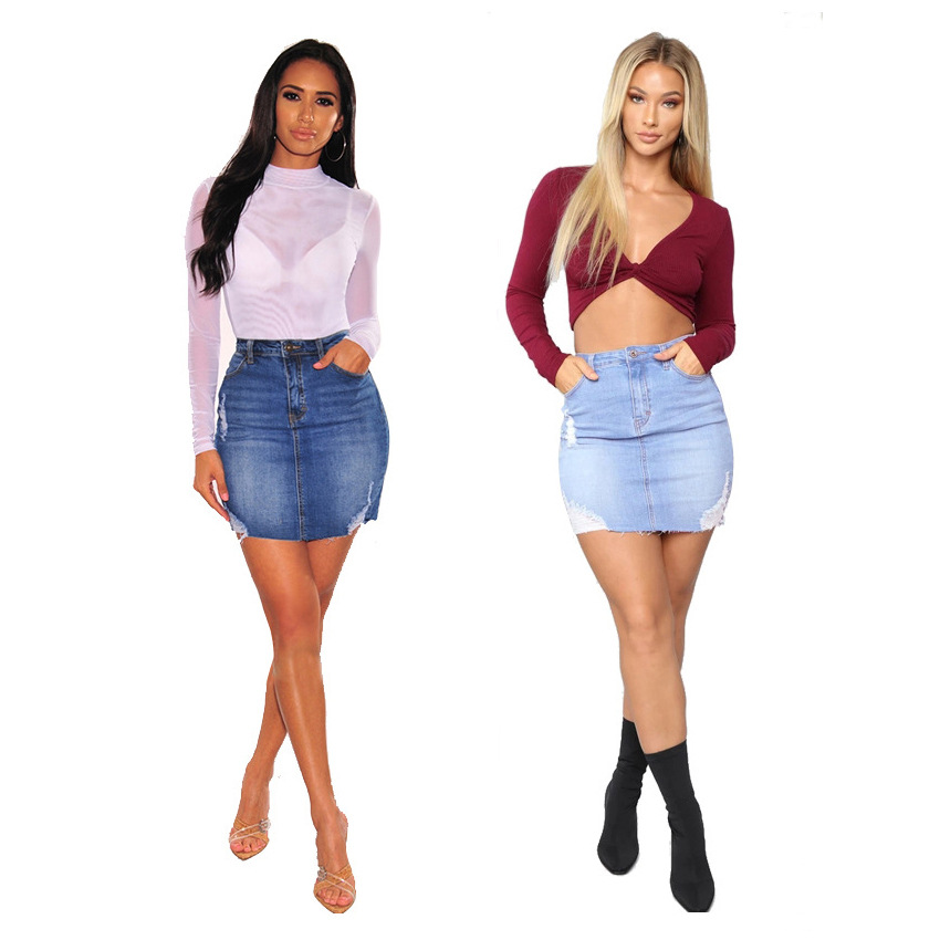 Distressed Denim Mini Skirts F - Women Fashion Jeans review and price