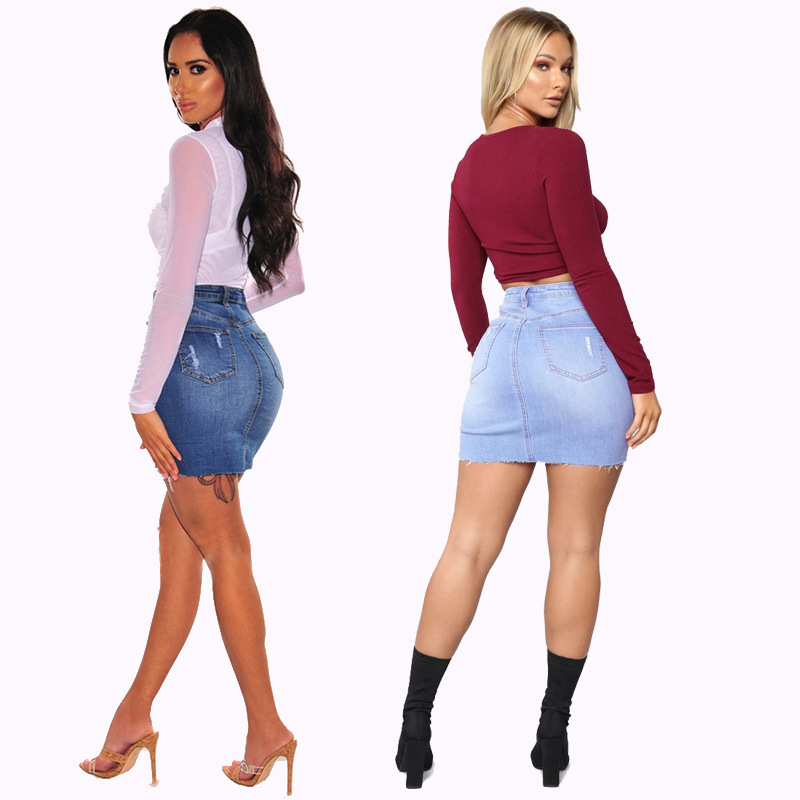 Distressed Denim Mini Skirts F - Women Fashion Jeans review and price