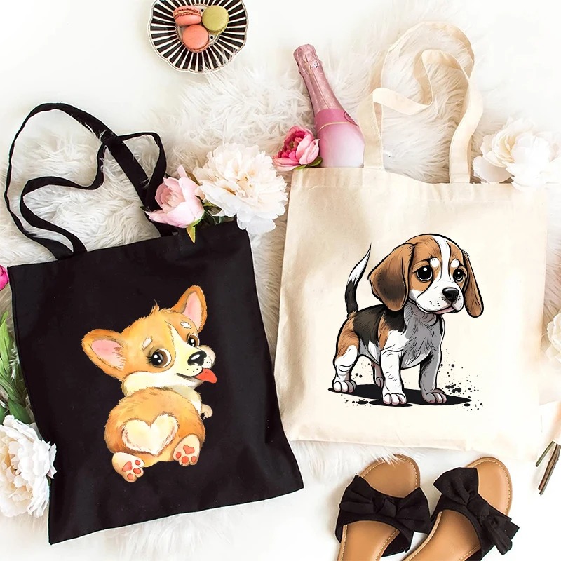 Various Poses of Puppies Tote  - Women Fashion Pose review and price