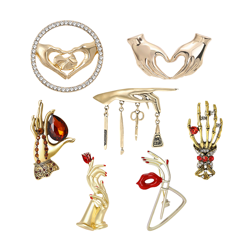 Hand Pose Heart Brooches For W - Women Fashion Pose review and price