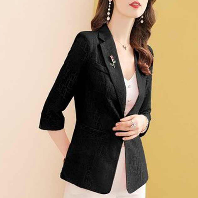 Elegant Solid Color Spliced Po - Blazer Women Oversized review and price