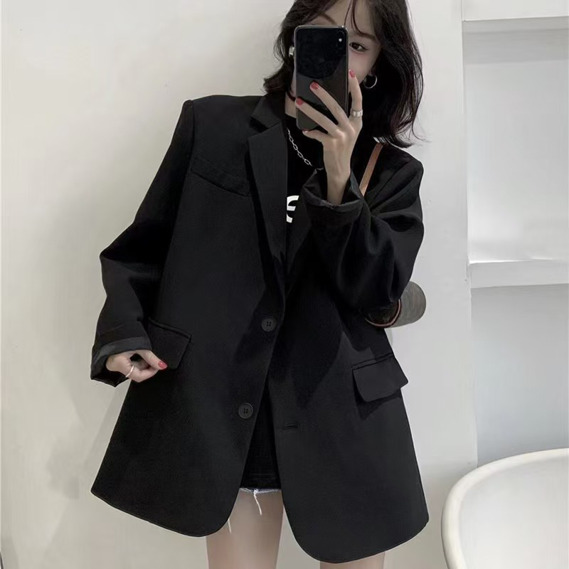 Korean Single Breasted Black S - Blazer Women Oversized review and price